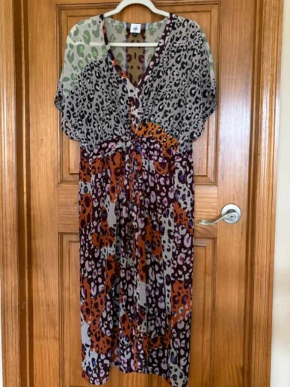 CAbi multicolor leopard print caftan/dress/coverup